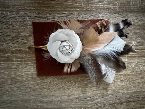 Hat Feather cream and brown