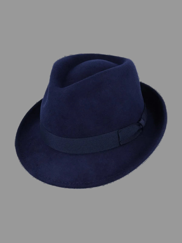 Navy Vintage Fedora/trilby Gentleman's, unisex Womens Hat, Short Brim