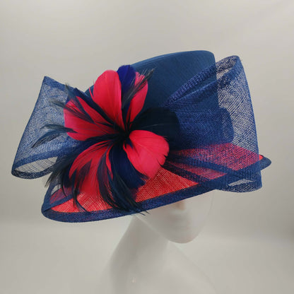 Stunning navy and red sinamay hat - pre order arriving soon