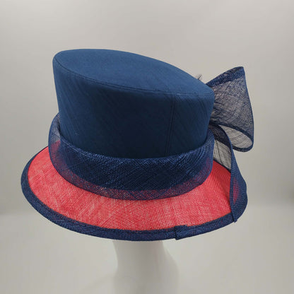 Stunning navy and red sinamay hat - pre order arriving soon