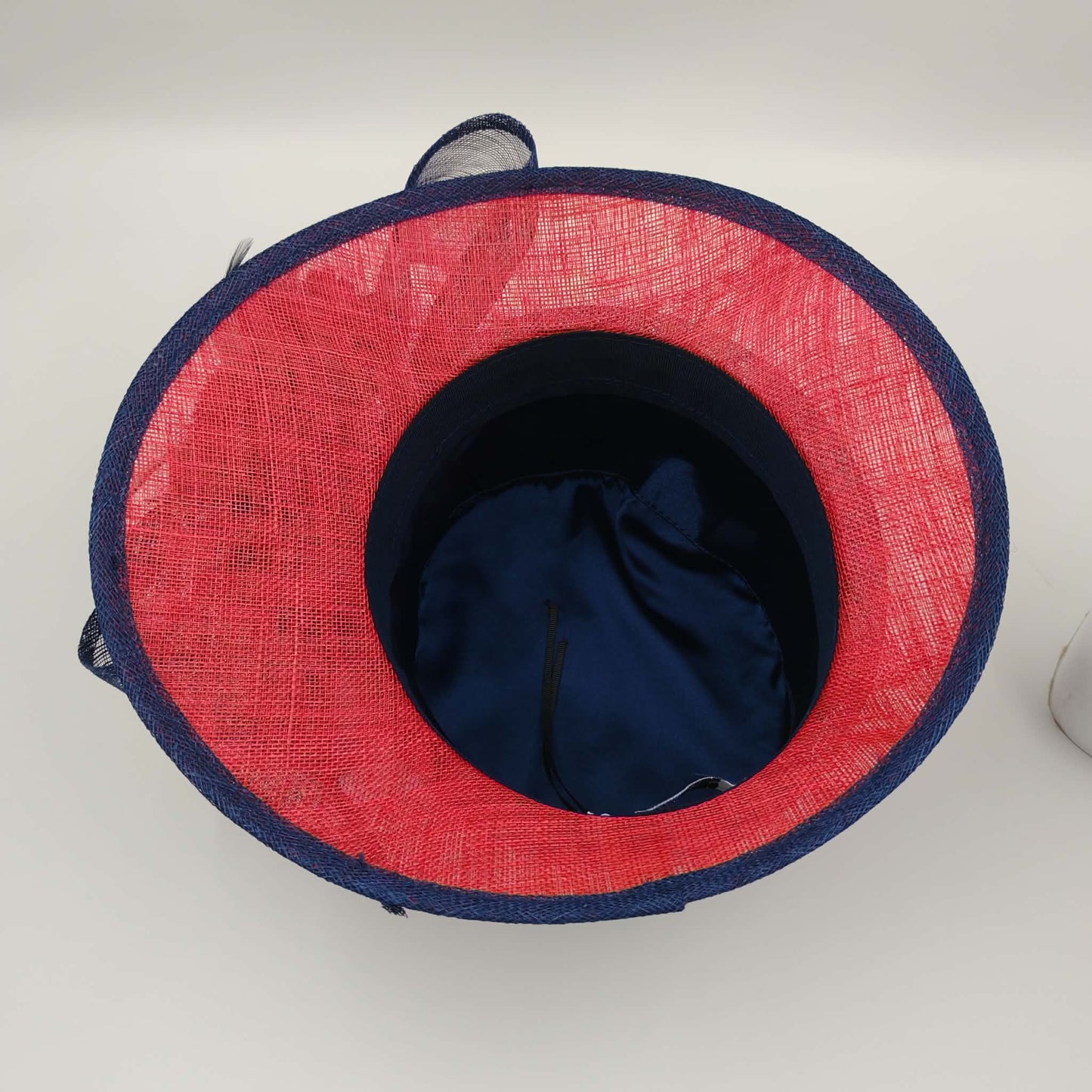 Stunning navy and red sinamay hat - pre order arriving soon