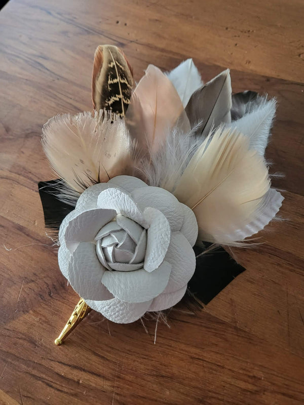 Hat Feather cream and brown