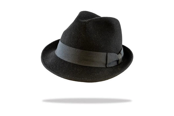 Black trilby wool hat