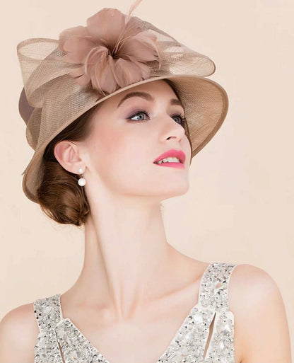 Gorgeous beige/blush brown sinamay hat
