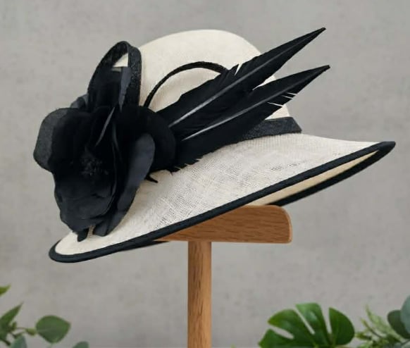 White with black trim medium brim sinamay - Understated. Timeless. Exceptional. Coming soon
