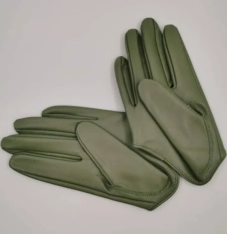 Olive Half Palm Gloves (Genuine Leather)