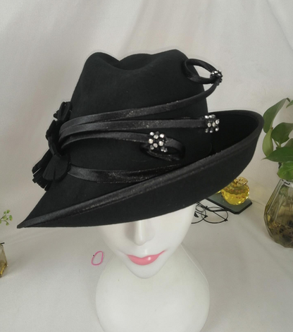 Stunning Black wool Slanty with black Wands