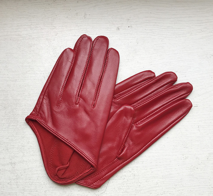 Red Half Palm Gloves (Genuine Leather)