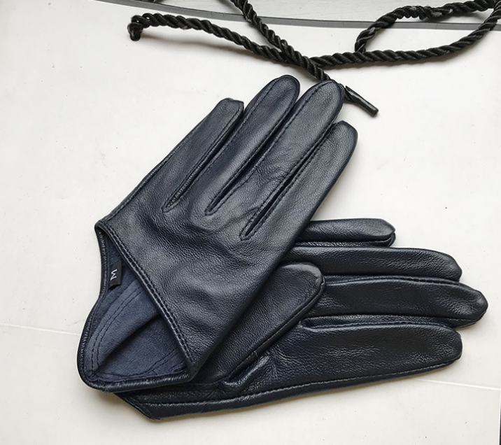 Navy half-palm gloves