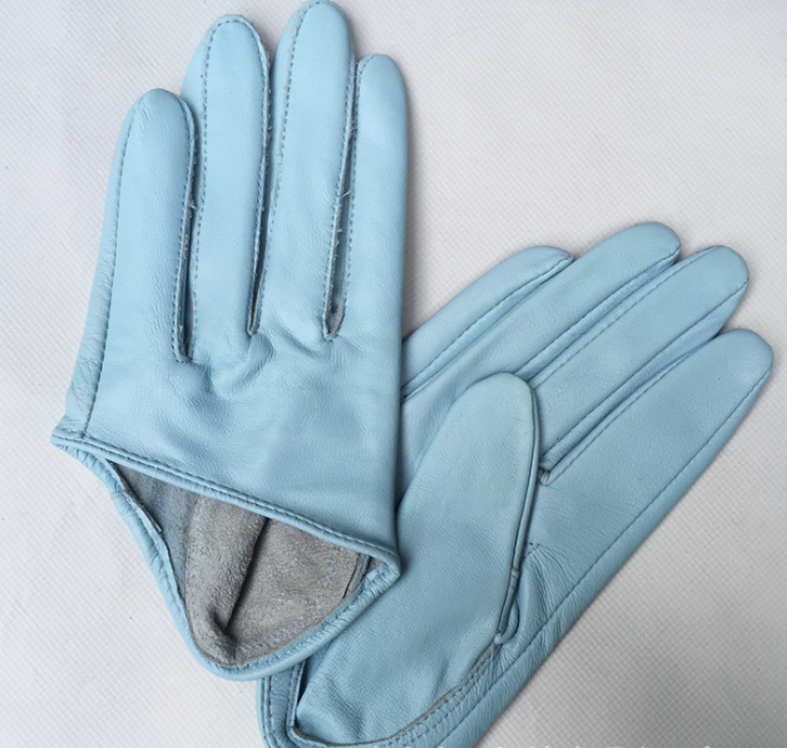 Baby Blue Half Palm Gloves (Genuine Leather)