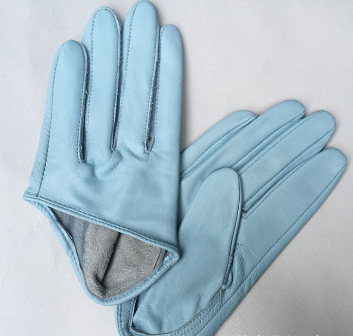 Pretty baby blue HALF PALM GLOVES (GENUINE LEATHER)