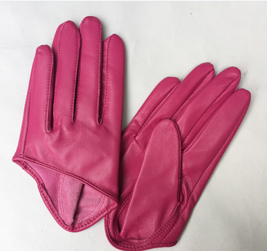 Hot pink HALF PALM GLOVES (GENUINE LEATHER)