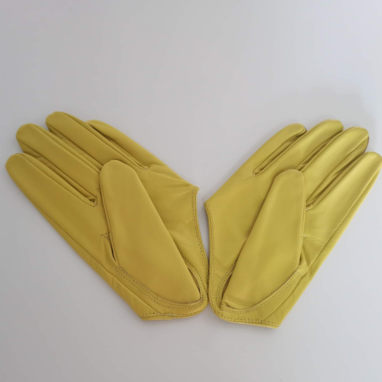 Gorgeous Leather yellow half palm gloves - L