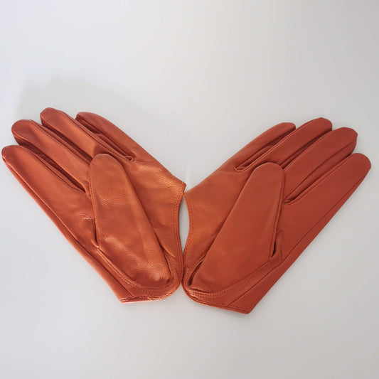 ORANGE HALF PALM GLOVES (GENUINE LEATHER)