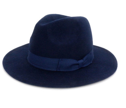 Navy wool fedora hat