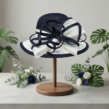 Navy Blue/white hat medium brim