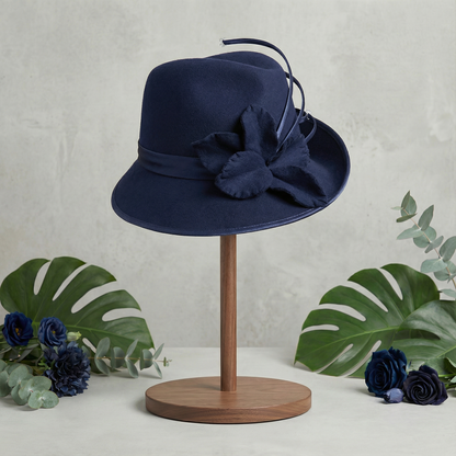Navy wool hat with wands