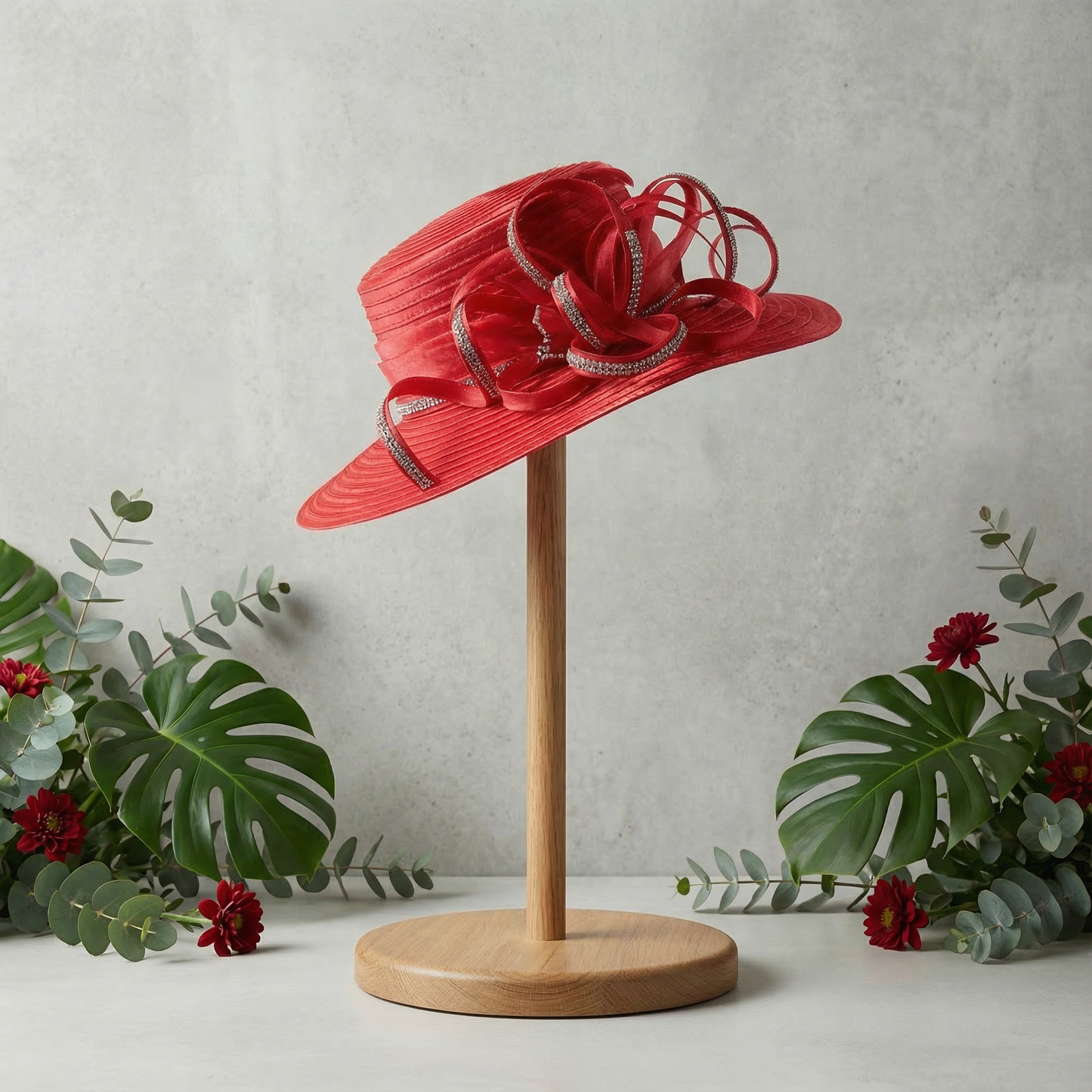 Stunning red hat with bling