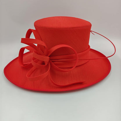 Red medium brim hat with bow