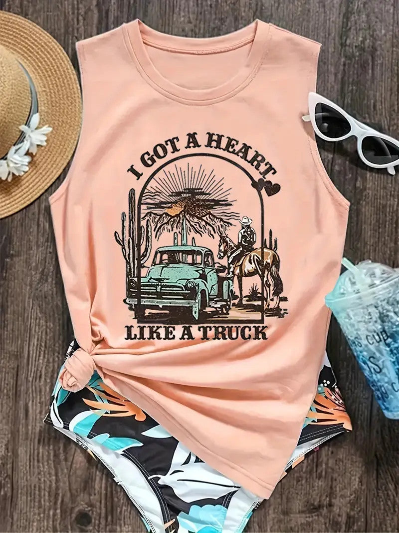 Peach Heart like a truck tank top