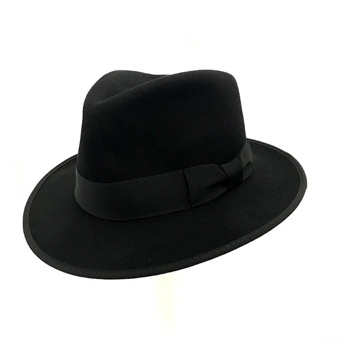 Black wool fedora hat