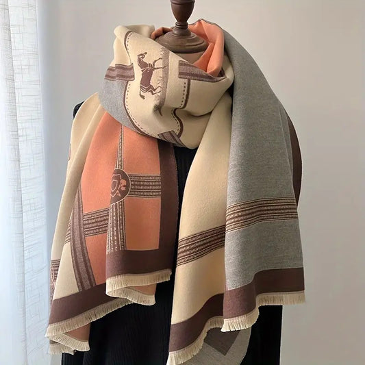 Stylish Belt & Horse  Scarf Imitation Cashmere Thick Soft Warm Scarf