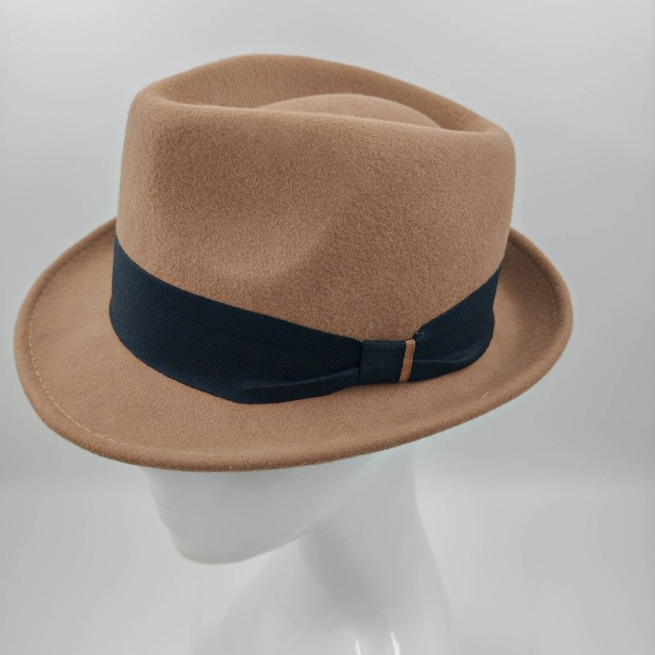 Caramel wool felt fedora/trilby hat