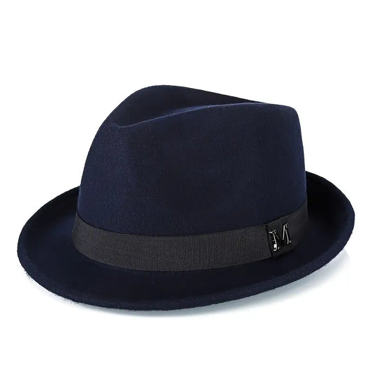 Navy blue trilby wool hat M