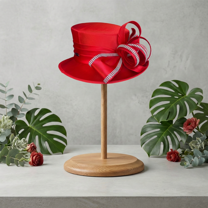 Red Satin Crystal Loop Hat