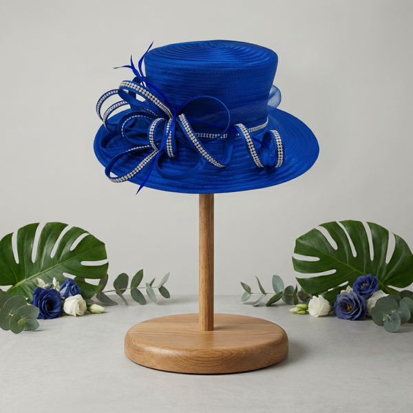 Medium brim Colbolt blue hat with Mesh bow