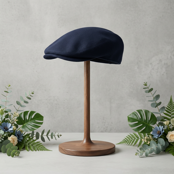 Dark Navy Wool Flat Cap Medium