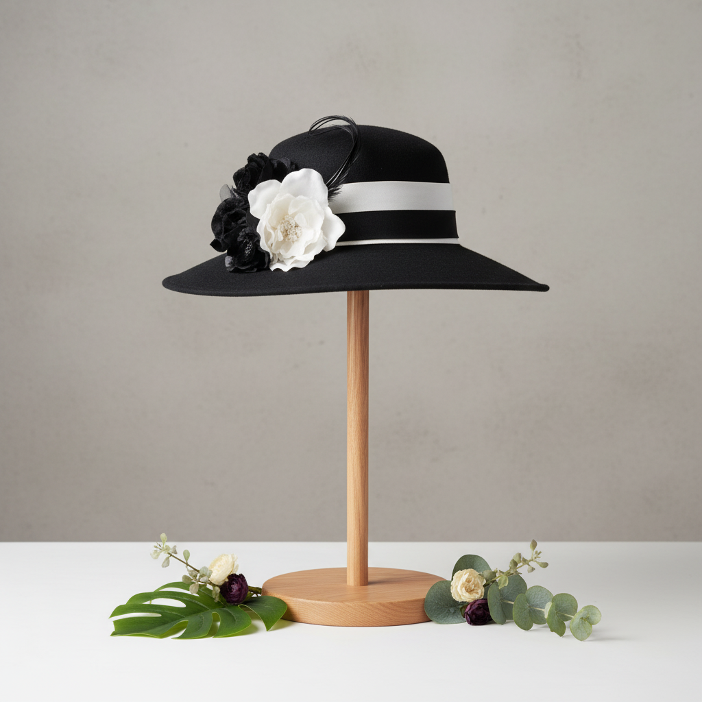 Black & White Elegance Brim Hat