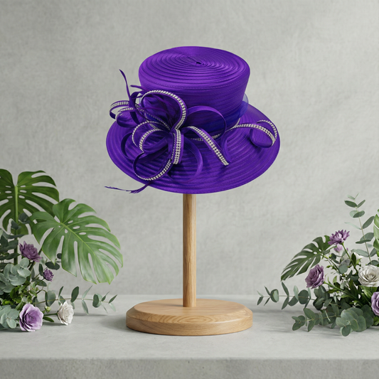 Purple Satin Crystal Loop Hat