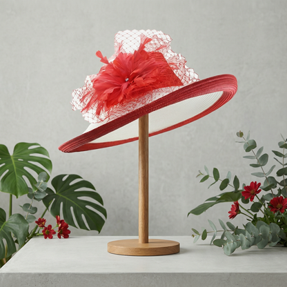Red & White Ascot Bloom Hat