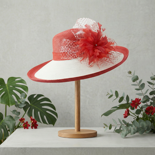 Red & White Ascot Bloom Hat