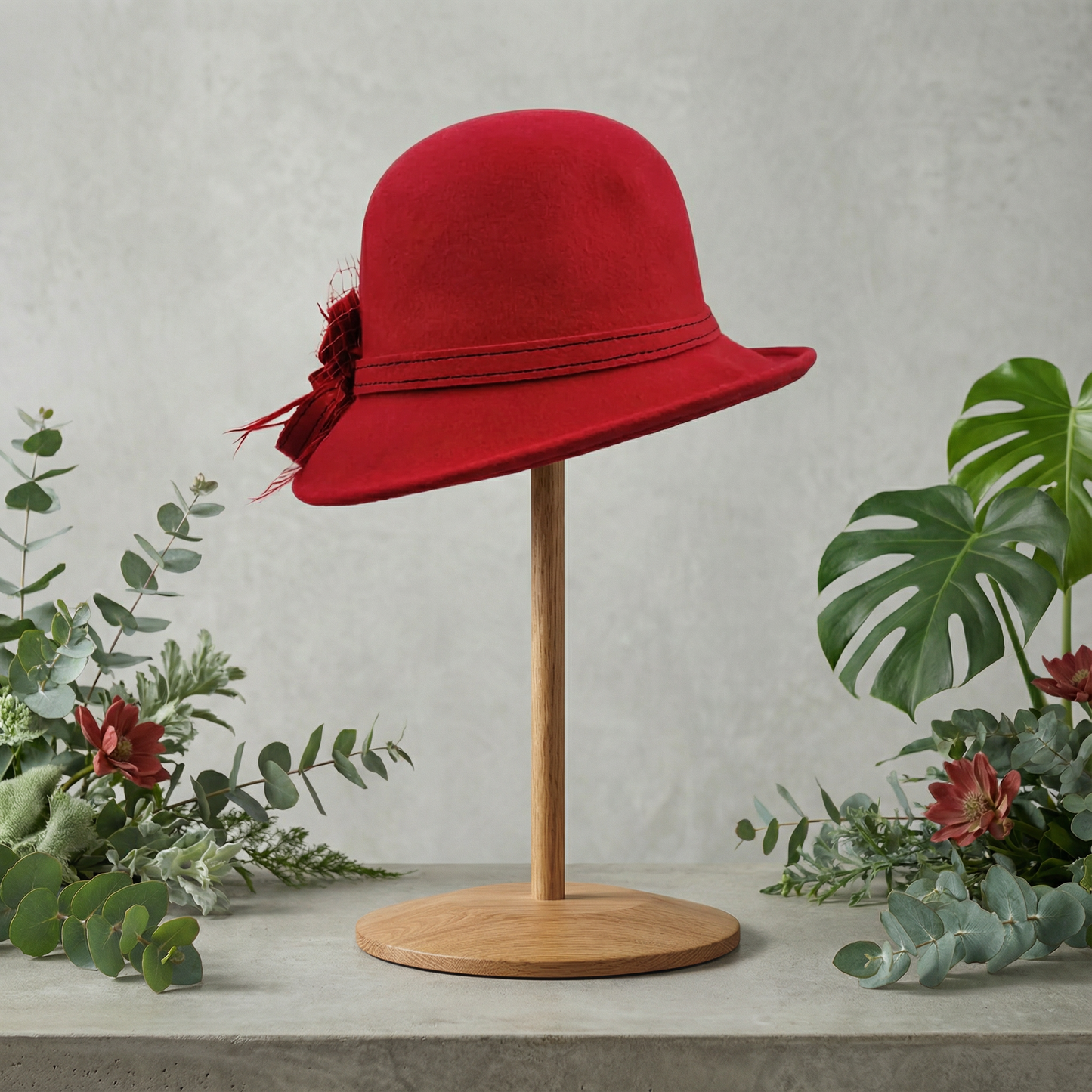 Stunning red wool hat