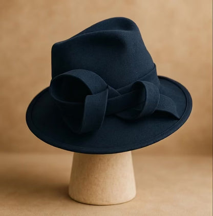 Dark Navy wool hat with twists