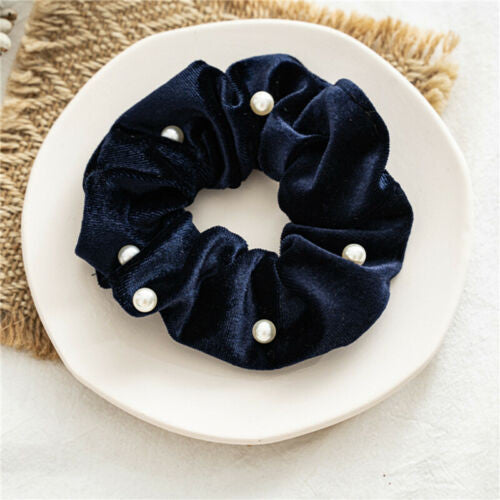 PEARL SATIN SCRUNCHIE NAVY