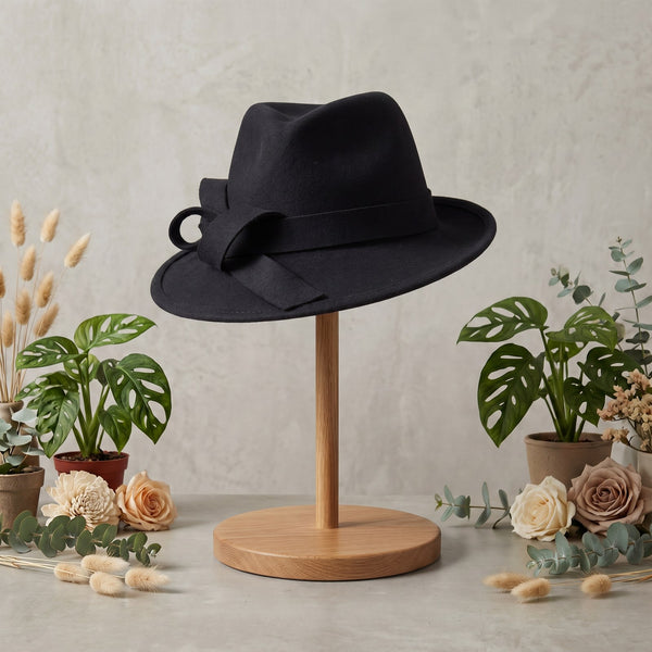 Black Trilby Fedora Wool Hat