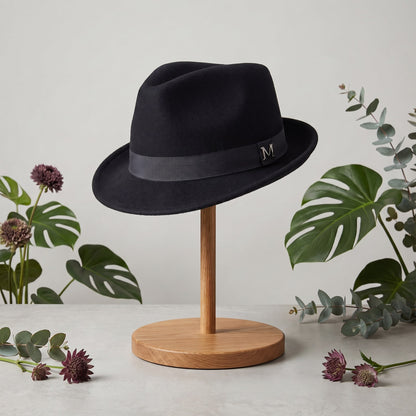 Black Wool M Hat, on stand