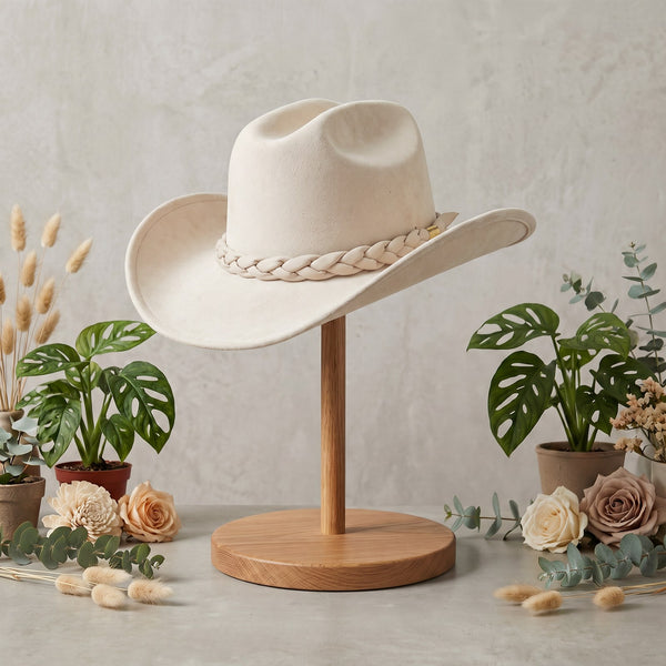 Cream Western Hat with Twisted Braid