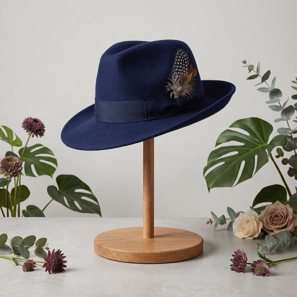 Navy Panama with Feather