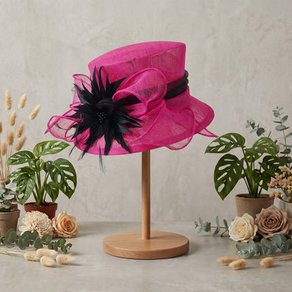Stand out in the crowd hot pink and black trim, on stand