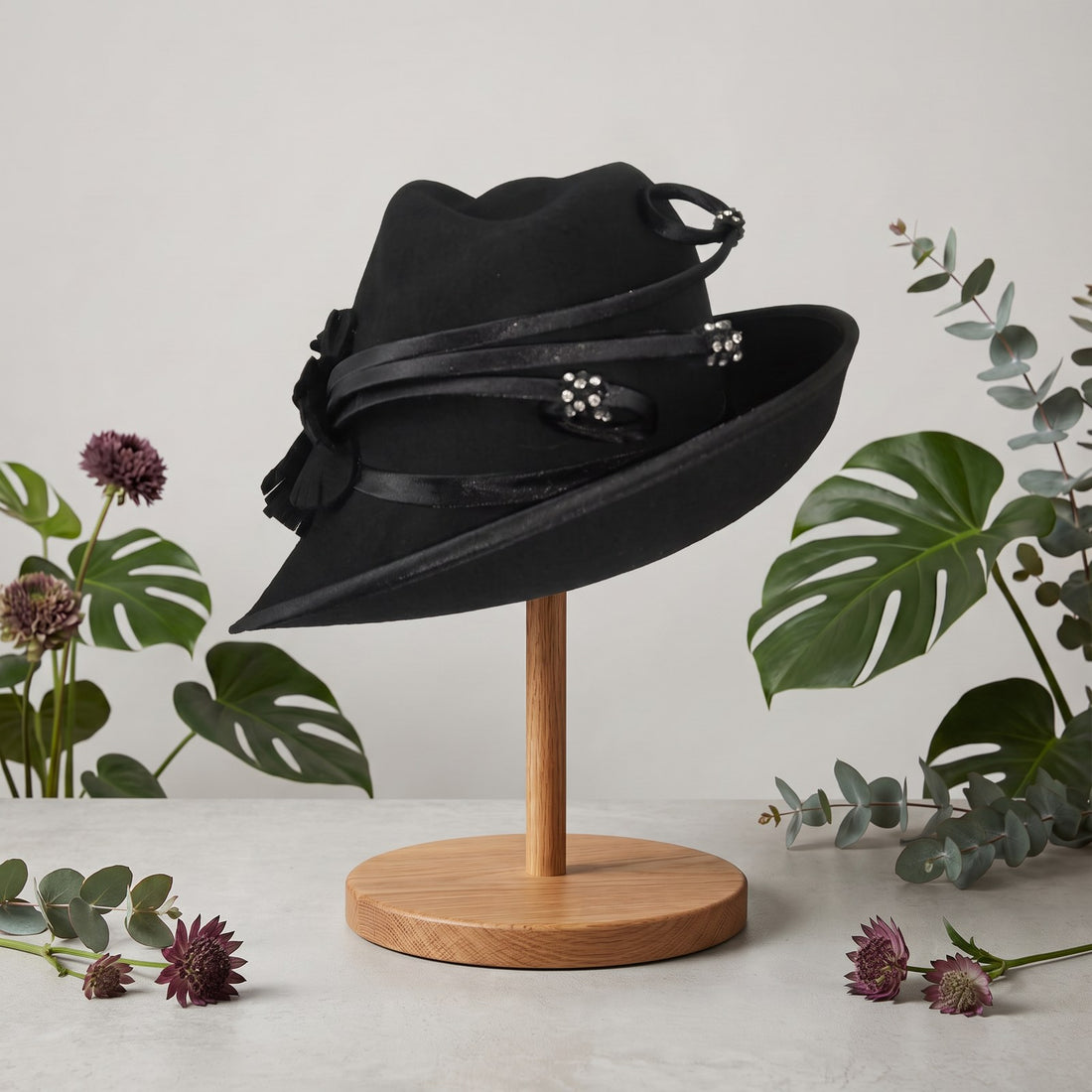 Black Wool Slanty with Wands